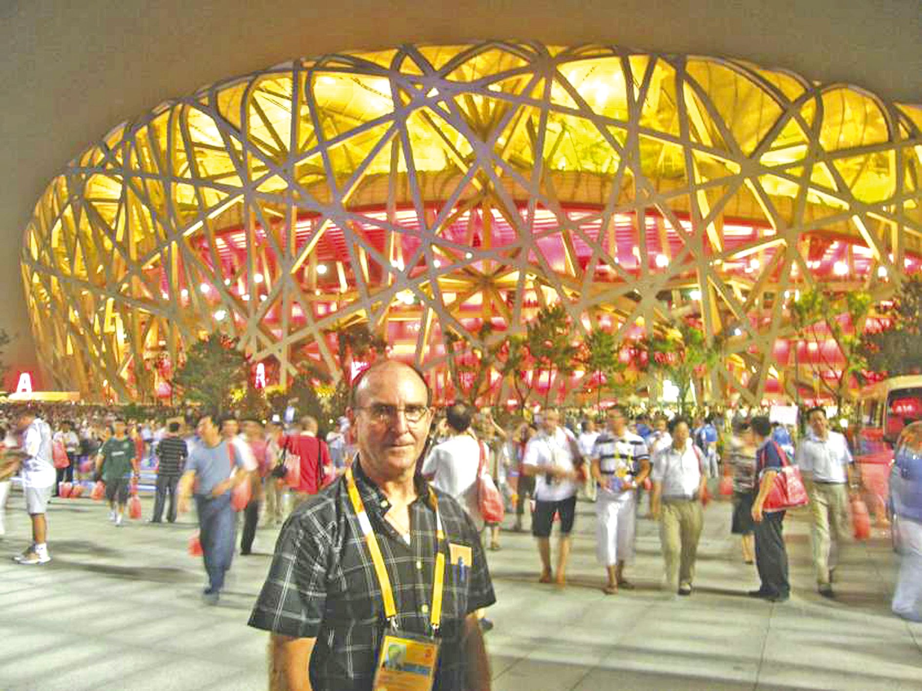 En 2008, Patrick Gillmann, ici devant le Nid d’oiseau, le stade olympique de Pékin, vivait ses troisièmes Jeux.