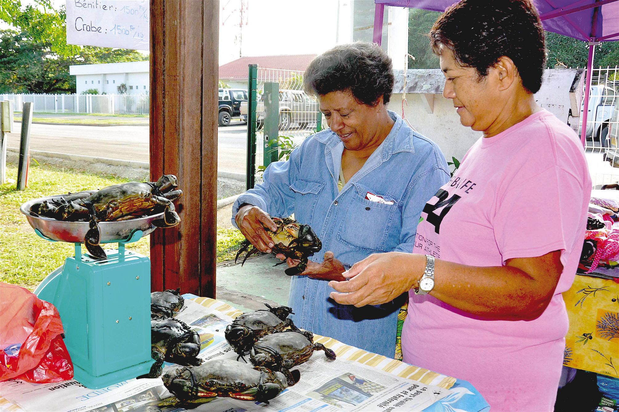 Les crabes n’ont pas touché terre, samedi matin, aussi bien au stand de Cécile qui a déclaré avec un large sourire que les siens « étaient partis comme des petits pains », qu’à celui d’un exposant venu de Poum.