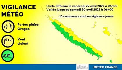 Météo : seize communes de l’Est et des Loyauté en vigilance jaune