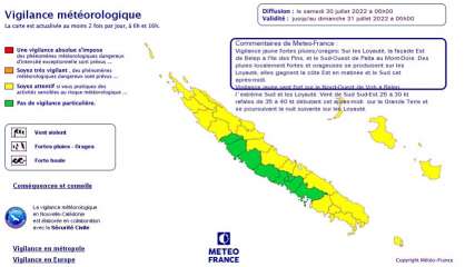 Vigilance jaune aux fortes pluies, orages et au vent fort sur presque tout le pays