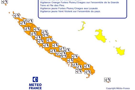 Les communes de la Grande Terre, l’île des Pins et Bélep en vigilance Orange