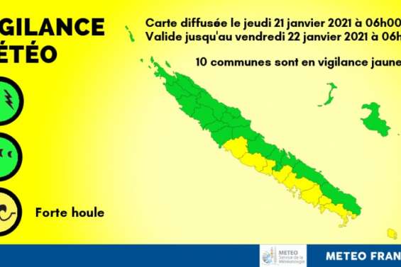 Le sud-ouest et l’île des Pins en vigilance jaune