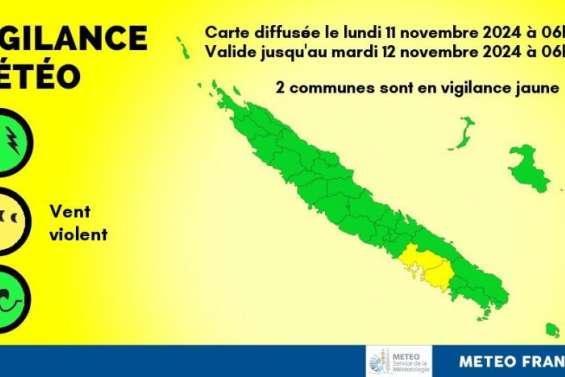 Vigilance aux vents violents et risque de feu extrême sur le sud-ouest de la Grande Terre