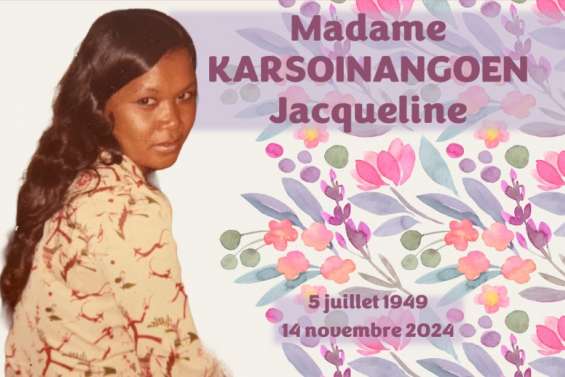 Avis de décès : KARSOINANGOEN Jacqueline