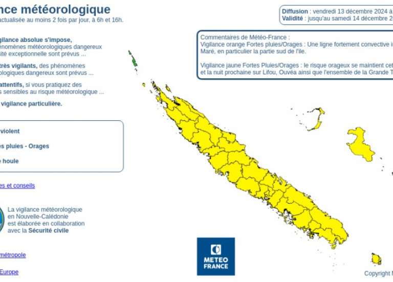 L’ensemble du pays placé en vigilance jaune fortes pluies et orages, Maré en vigilance orange